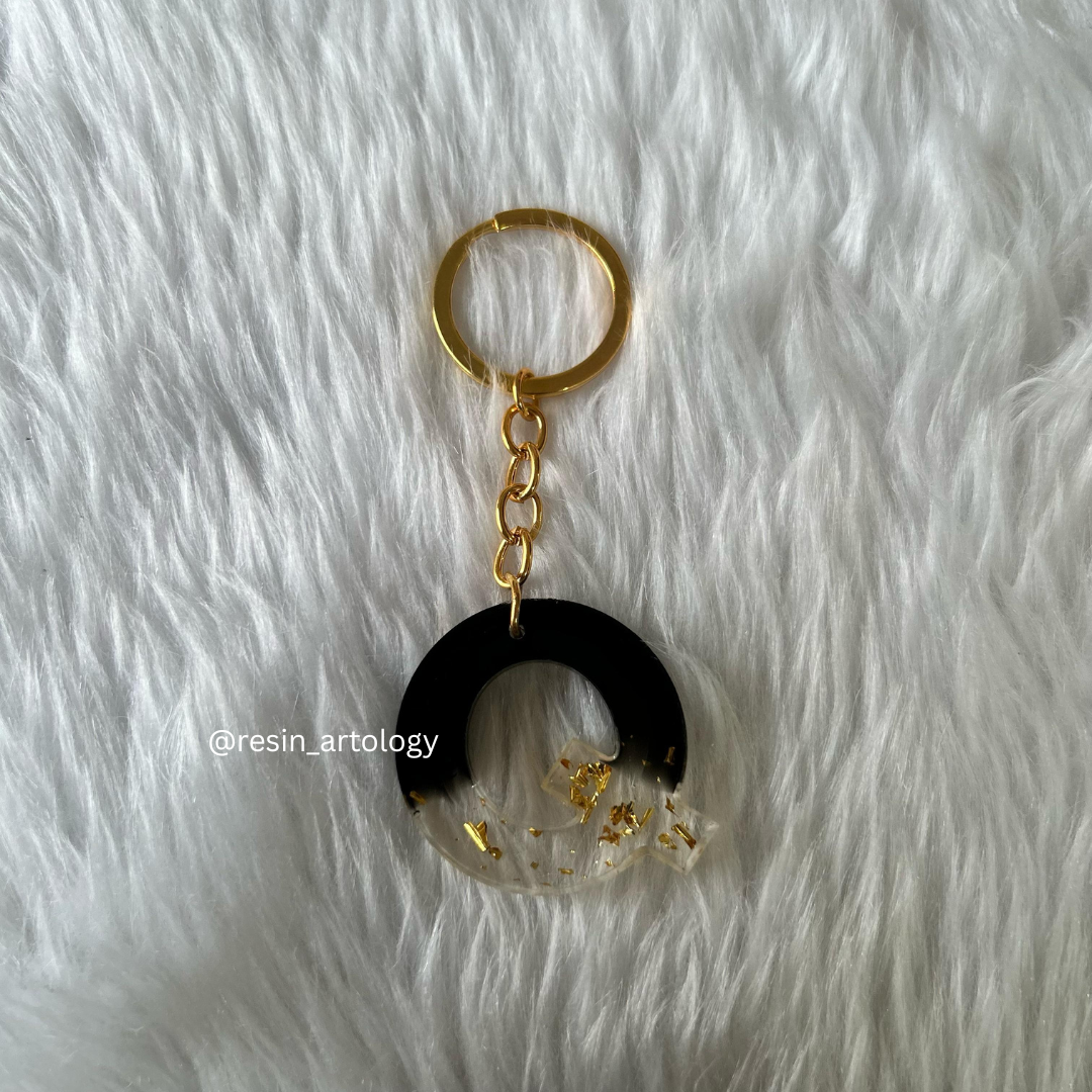 Resin Alphabet Keychain Black