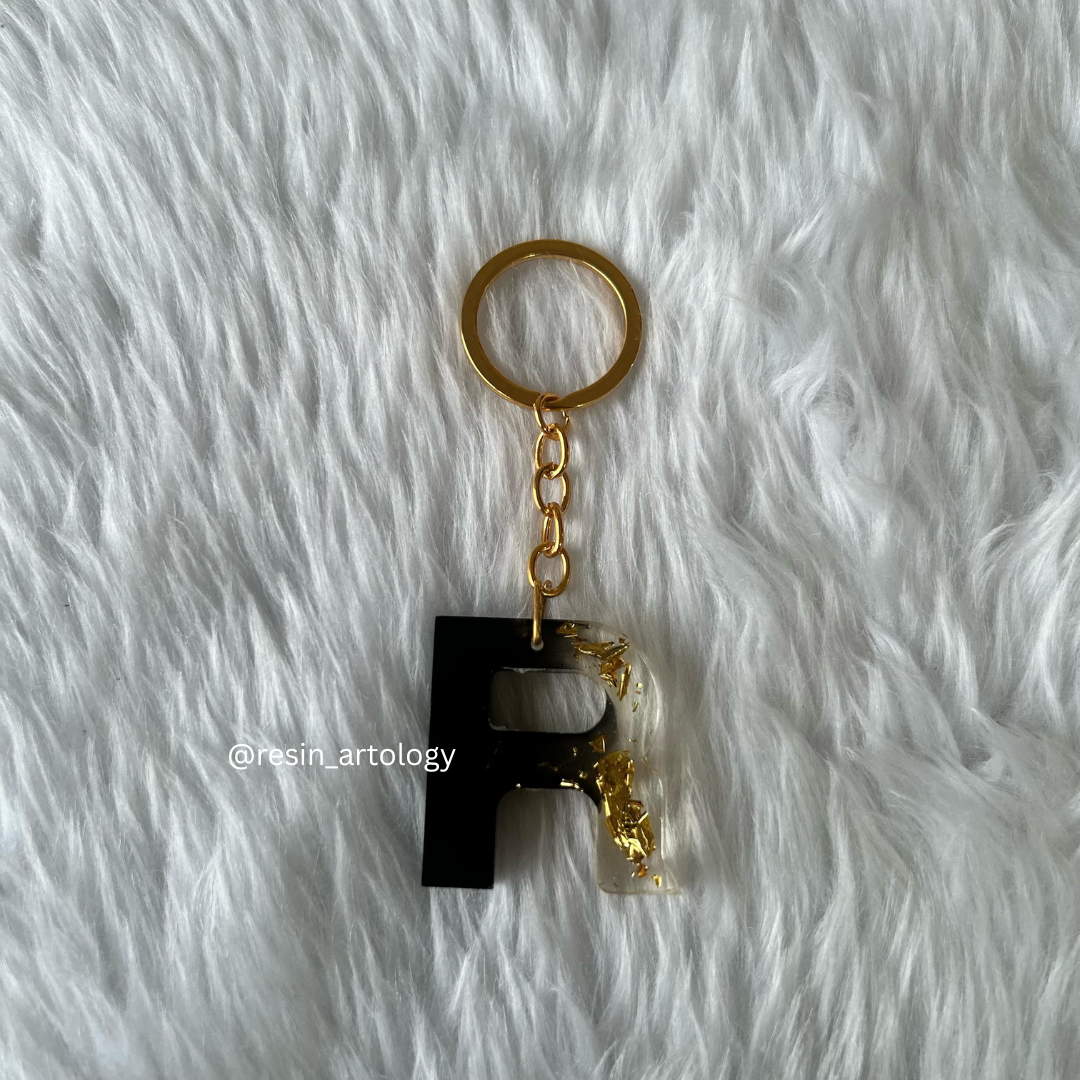 Resin Alphabet Keychain Black