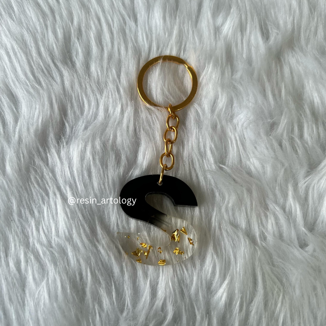 Resin Alphabet Keychain Black