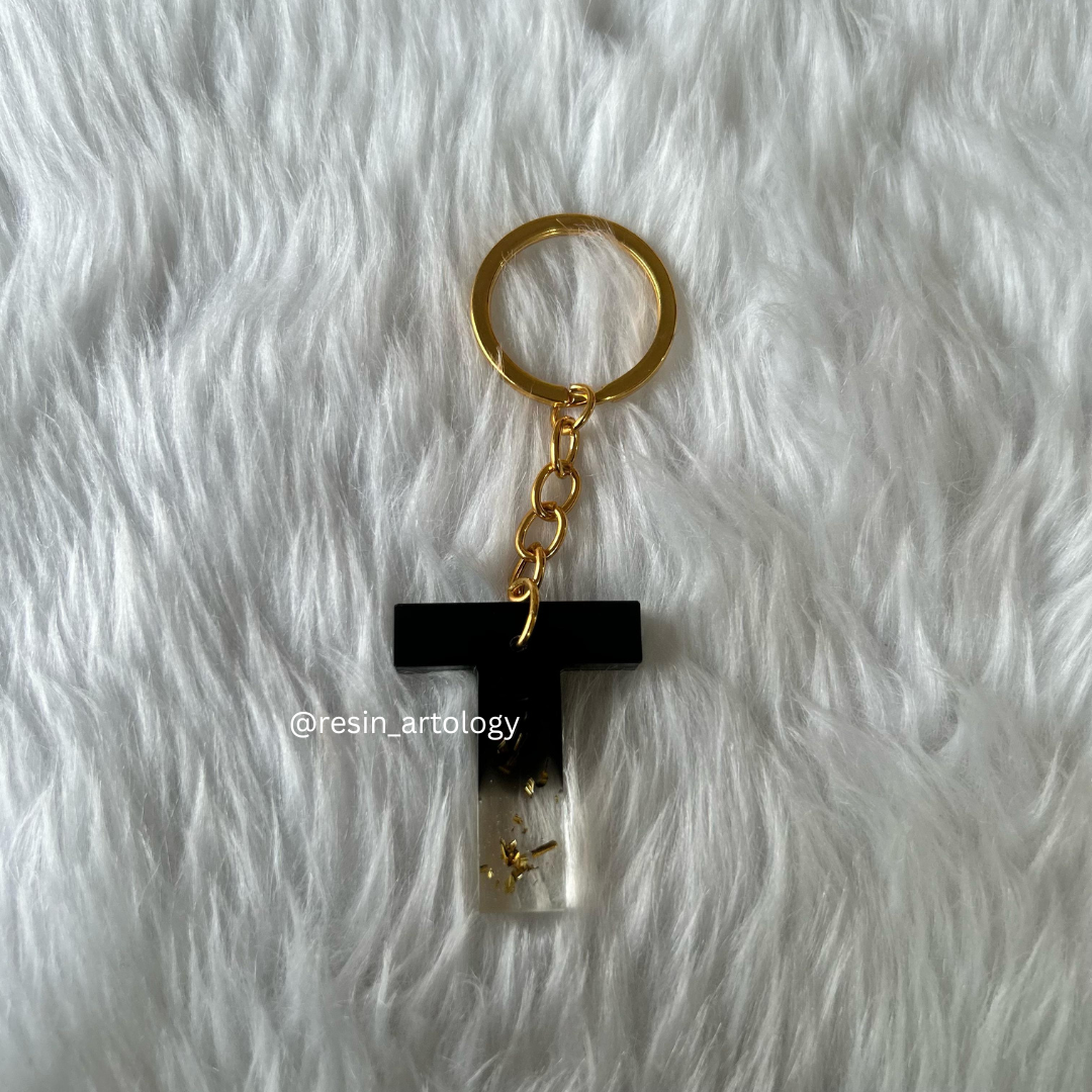 Resin Alphabet Keychain Black