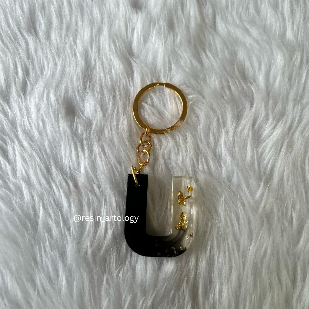 Resin Alphabet Keychain Black