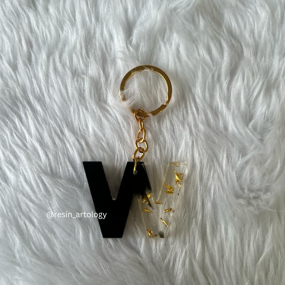 Resin Alphabet Keychain Black