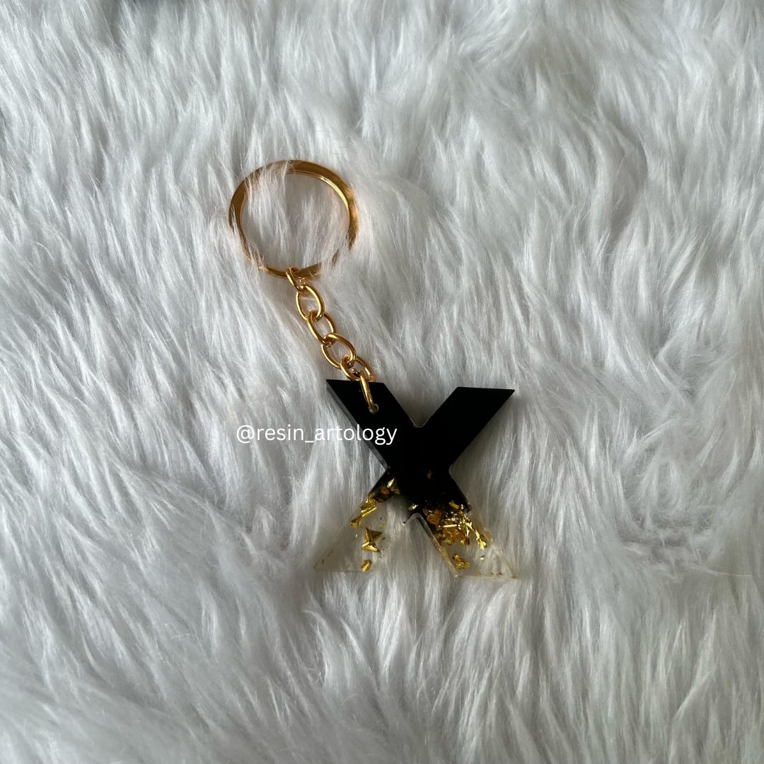 Resin Alphabet Keychain Black