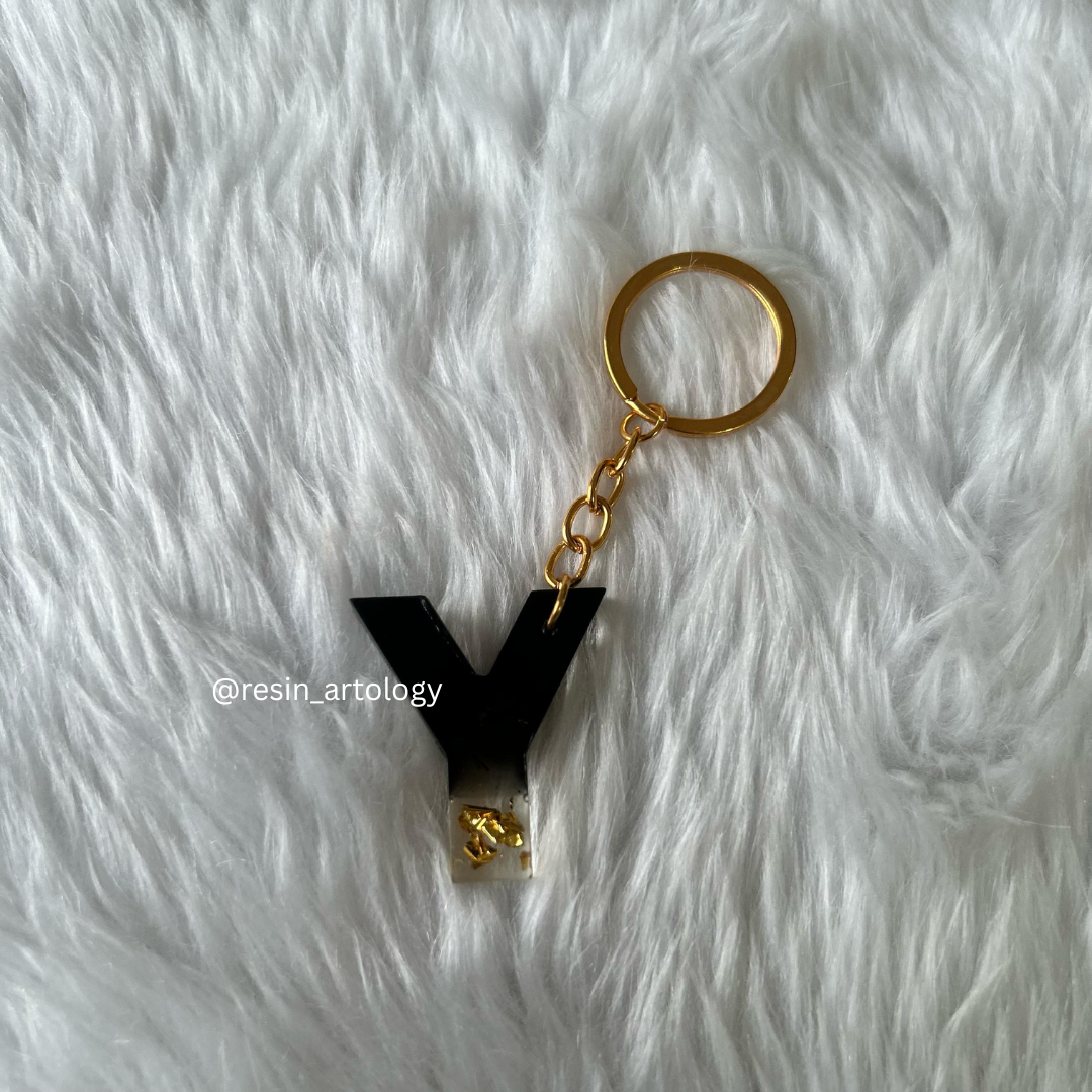 Resin Alphabet Keychain Black