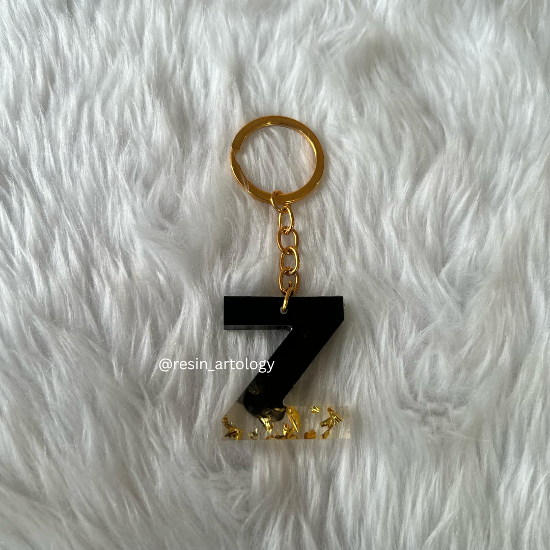 Resin Alphabet Keychain Black