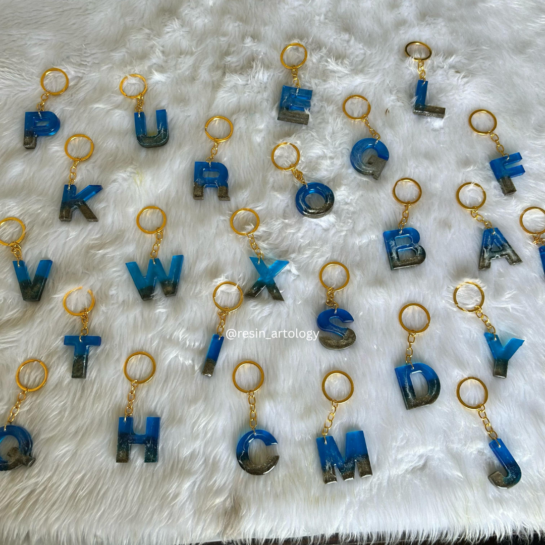 Resin Alphabet Keychain Beach Theme