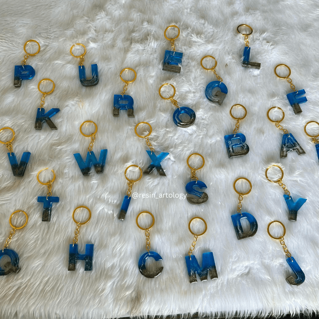 Resin Alphabet Keychain Beach Theme
