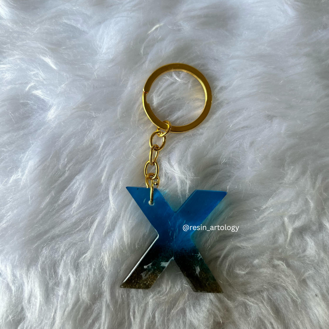 Resin Alphabet Keychain Beach Theme