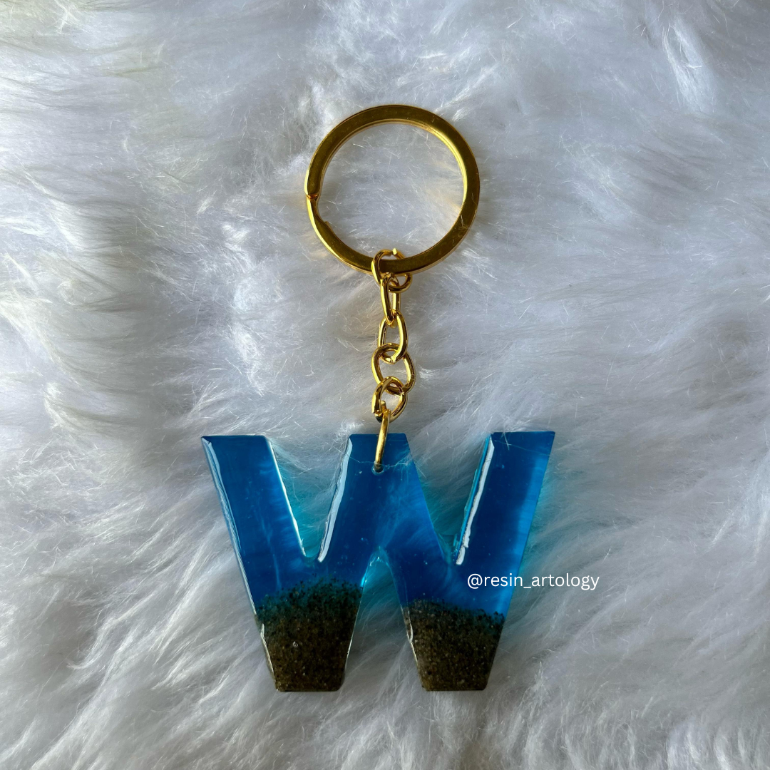 Resin Alphabet Keychain Beach Theme