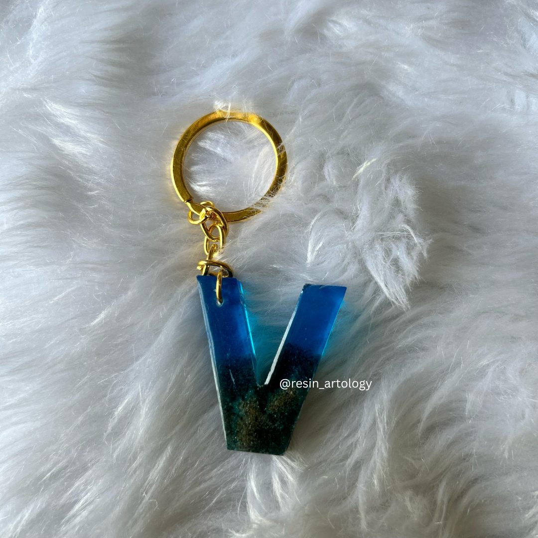 Resin Alphabet Keychain Beach Theme