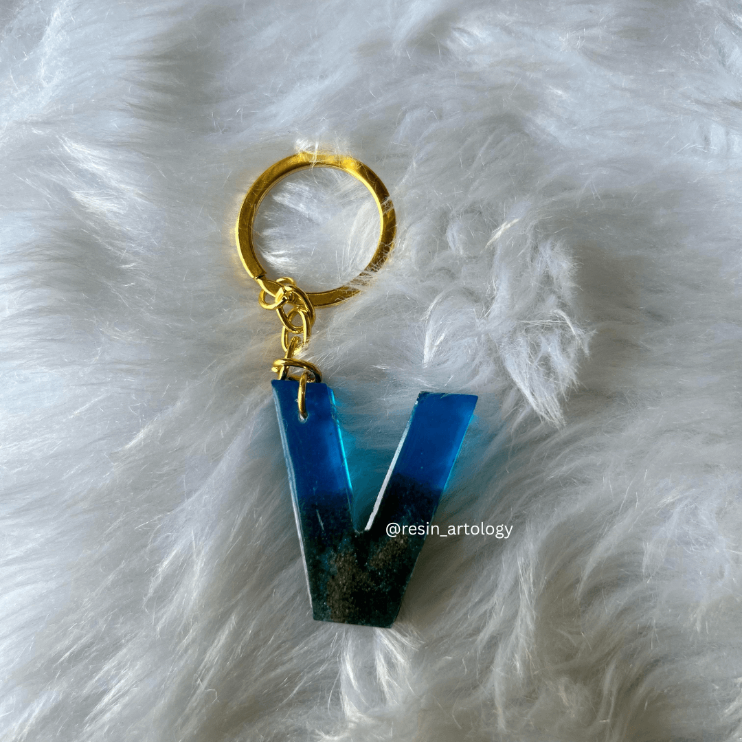 Resin Alphabet Keychain Beach Theme