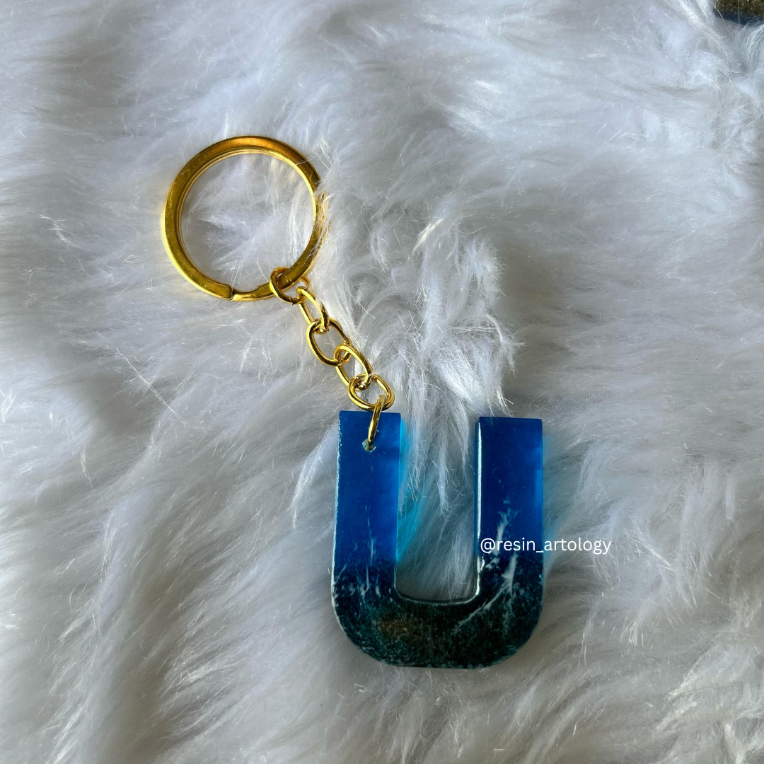 Resin Alphabet Keychain Beach Theme