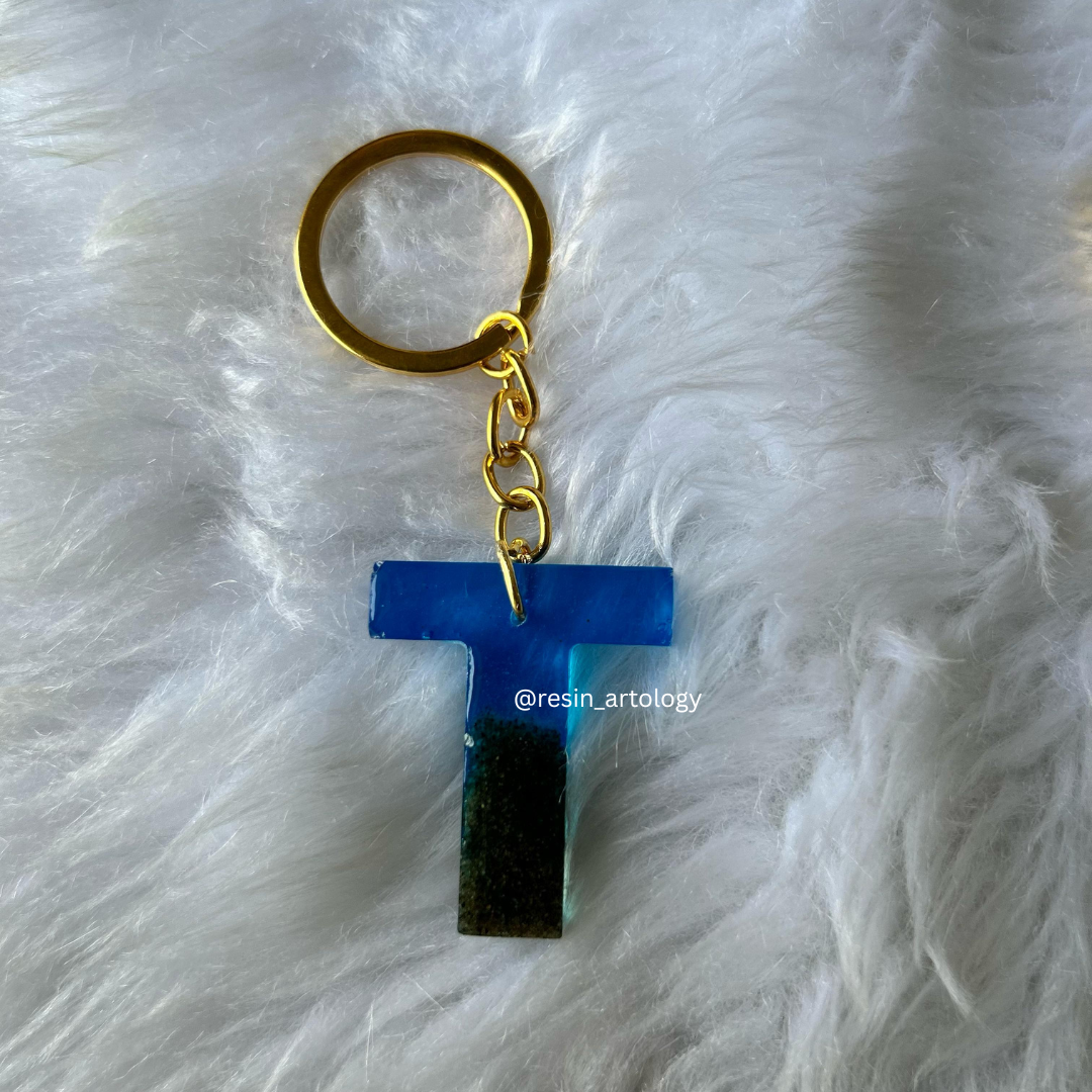 Resin Alphabet Keychain Beach Theme