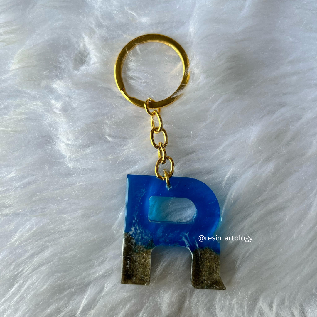 Resin Alphabet Keychain Beach Theme