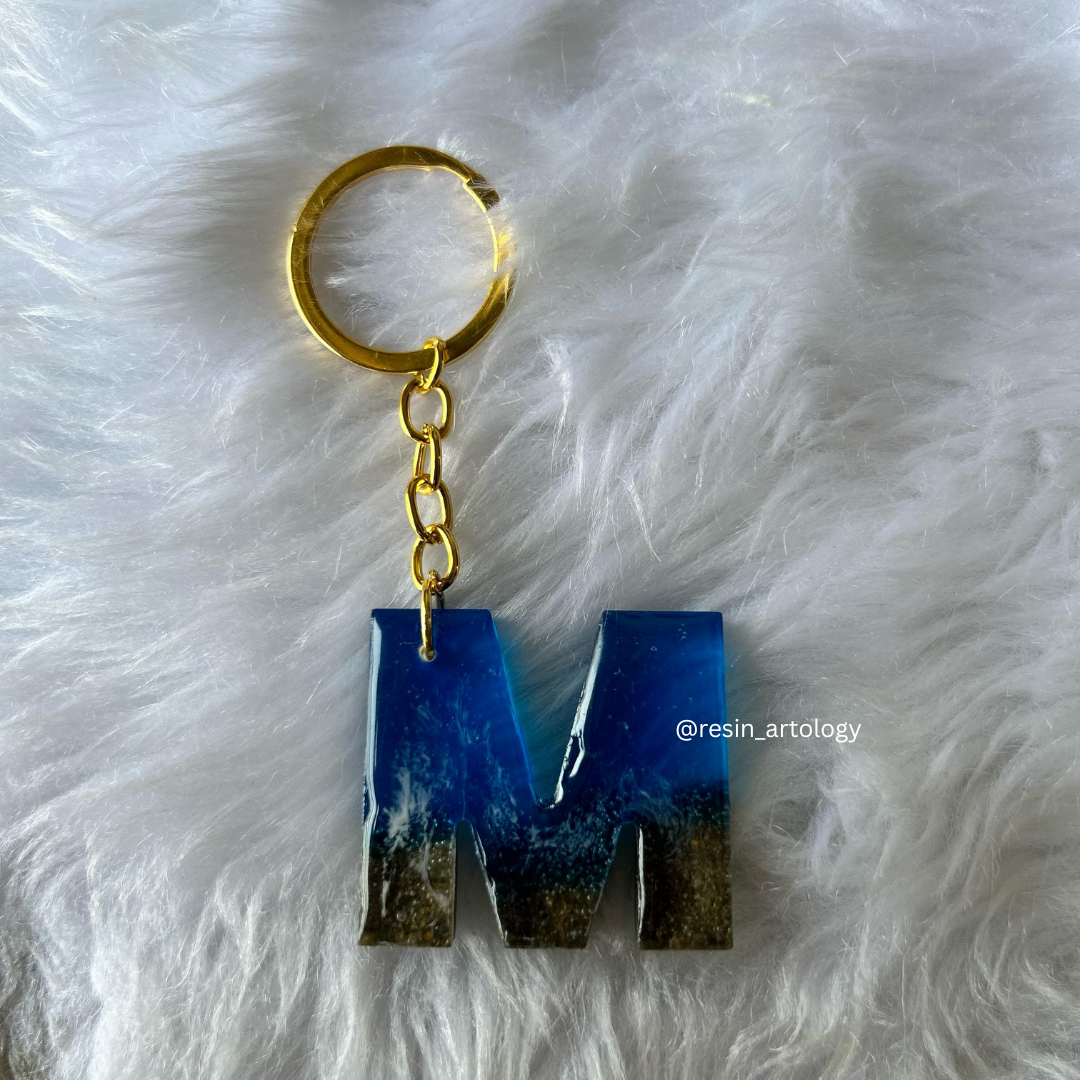 Resin Alphabet Keychain Beach Theme