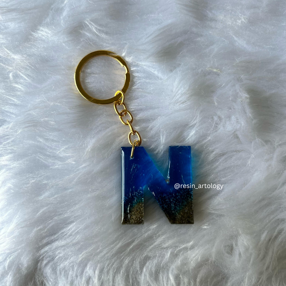 Resin Alphabet Keychain Beach Theme