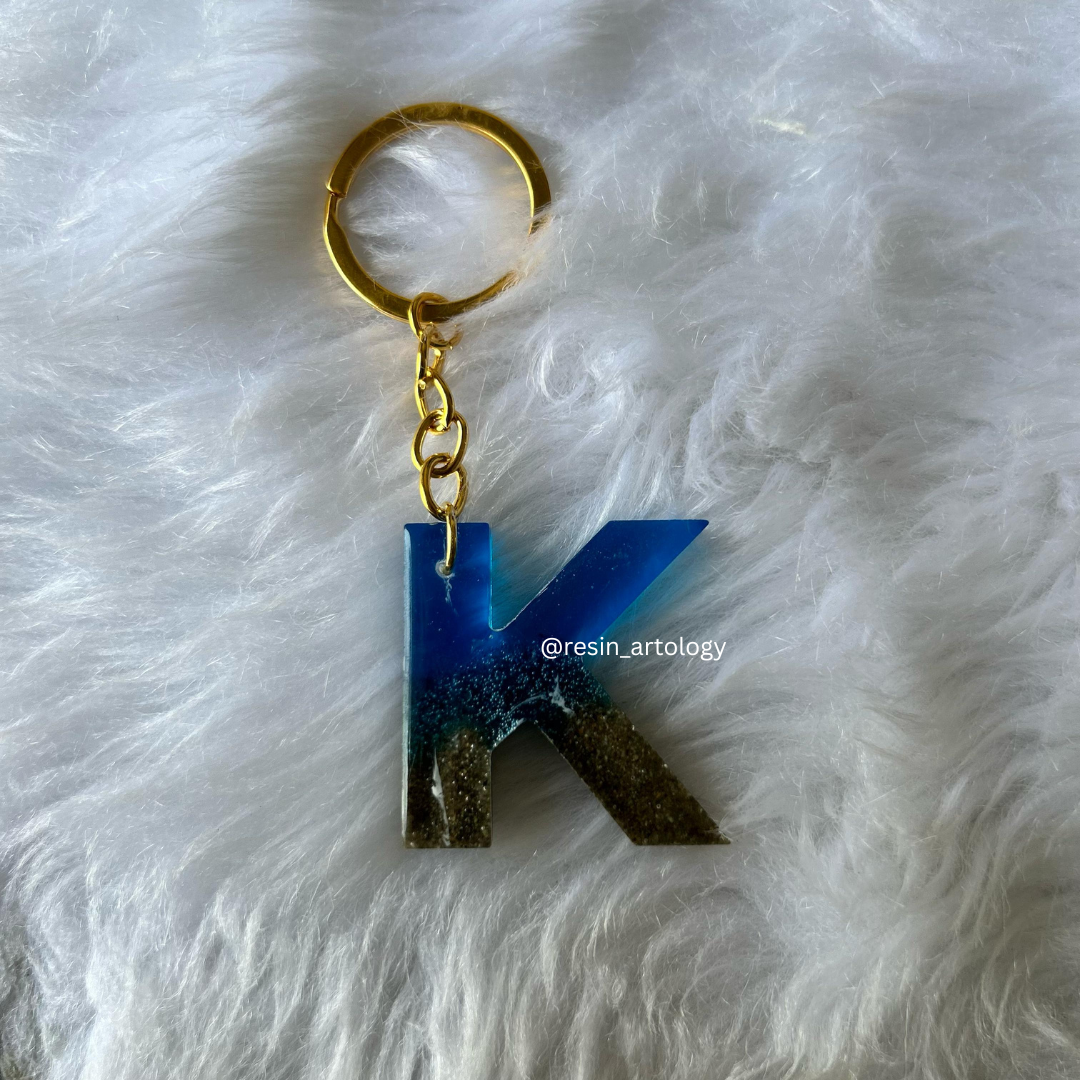Resin Alphabet Keychain Beach Theme