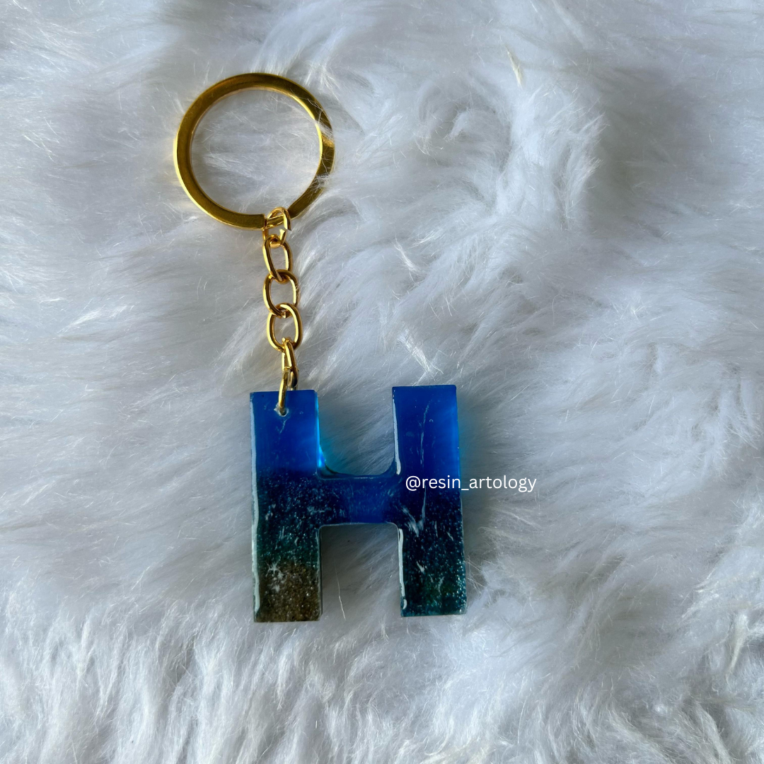 Resin Alphabet Keychain Beach Theme