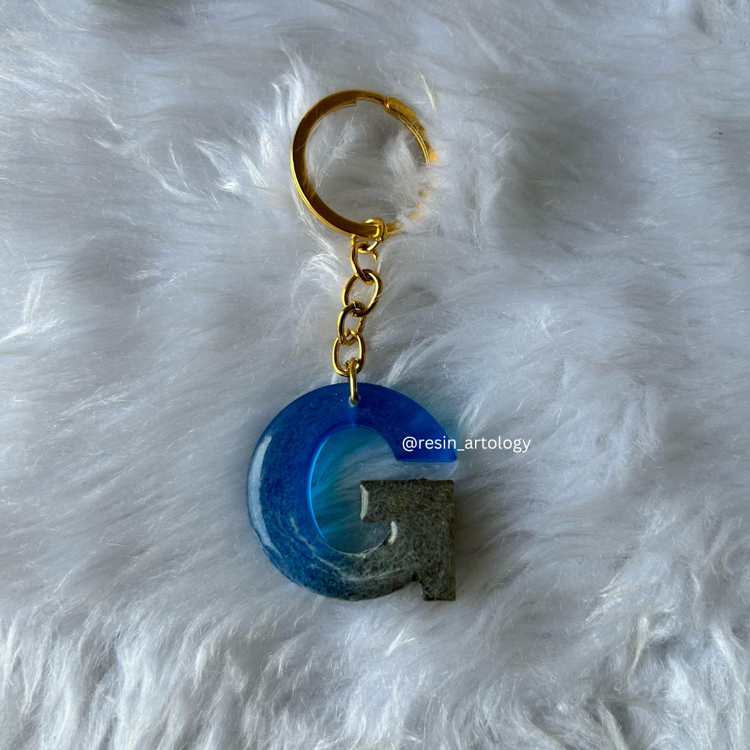Resin Alphabet Keychain Beach Theme