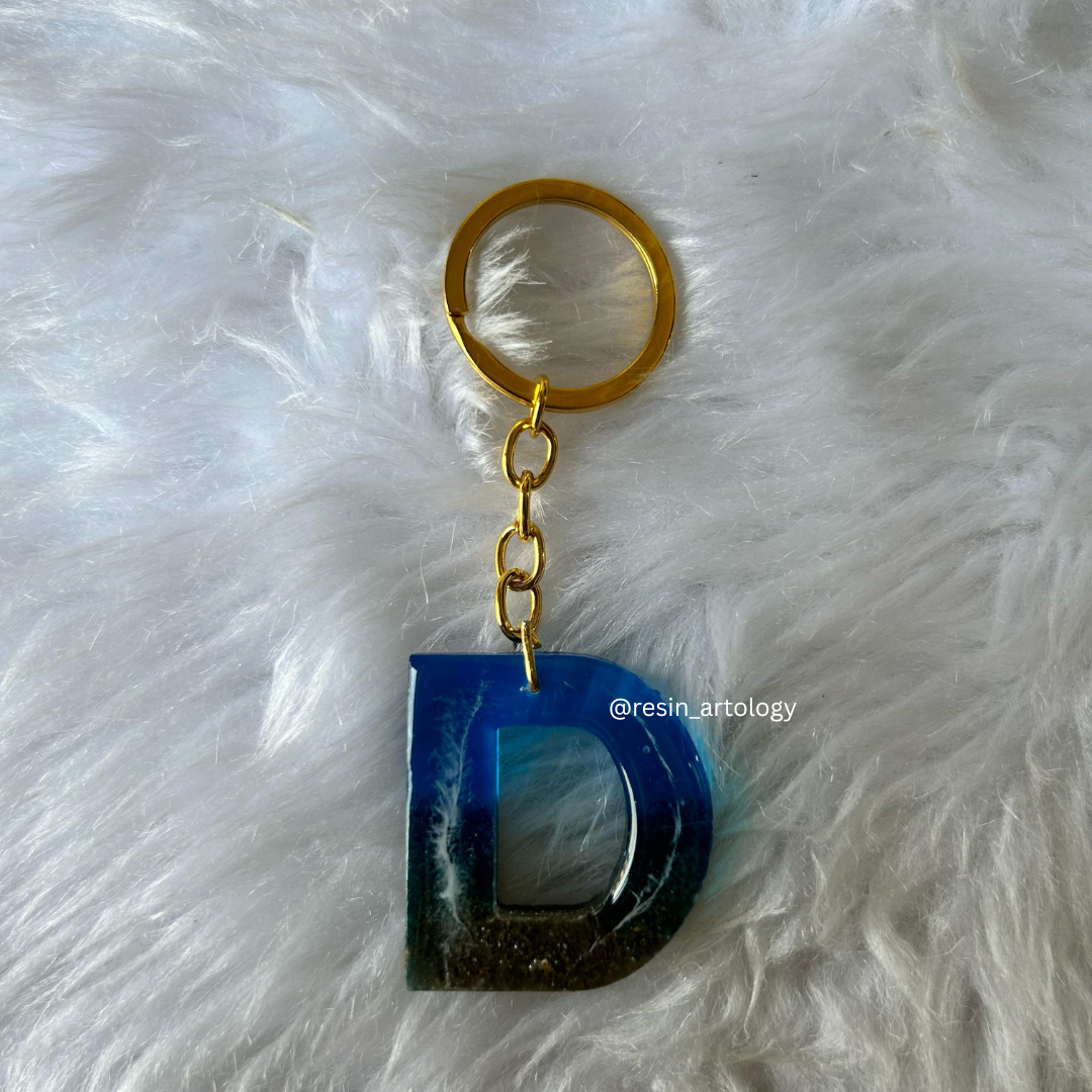 Resin Alphabet Keychain Beach Theme