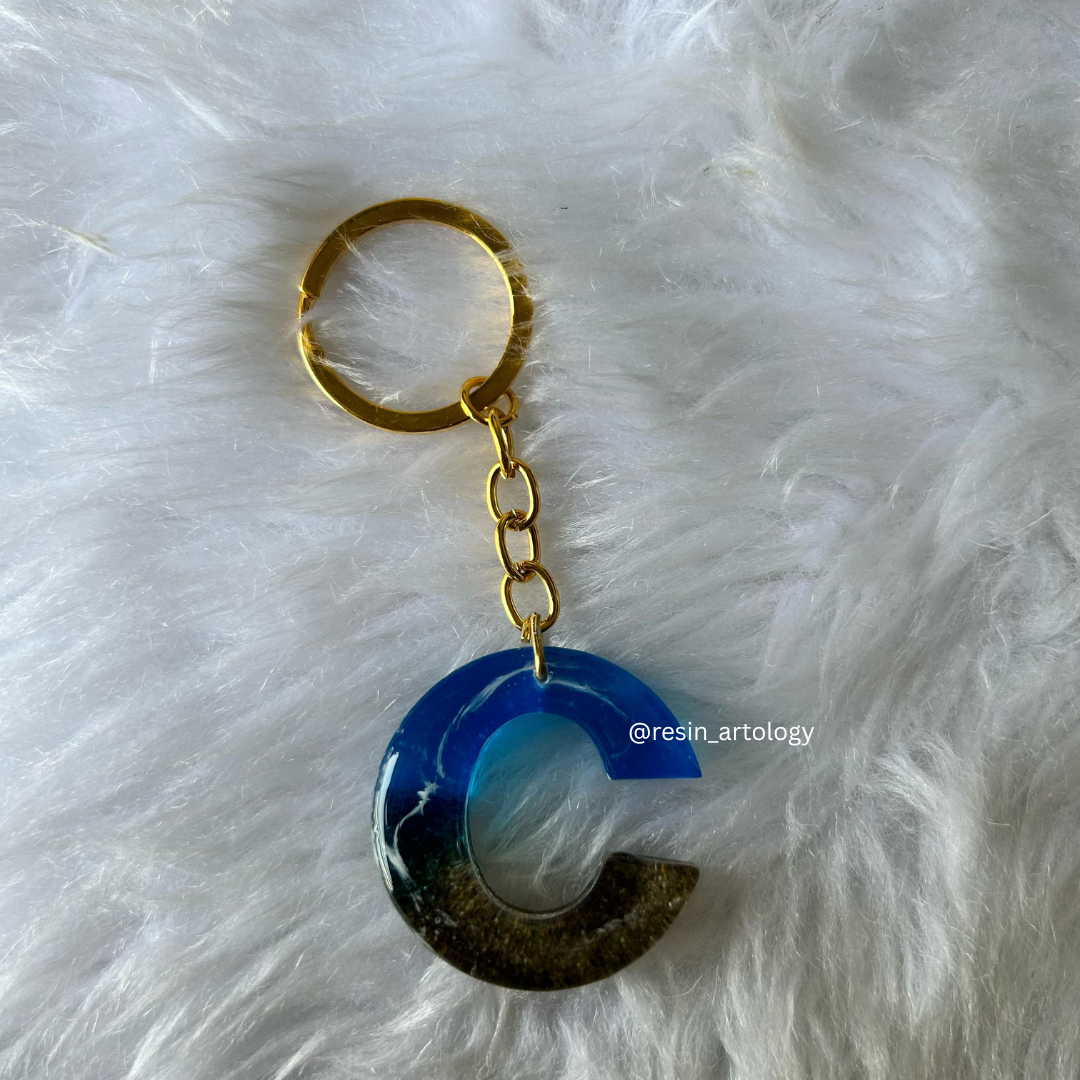 Resin Alphabet Keychain Beach Theme
