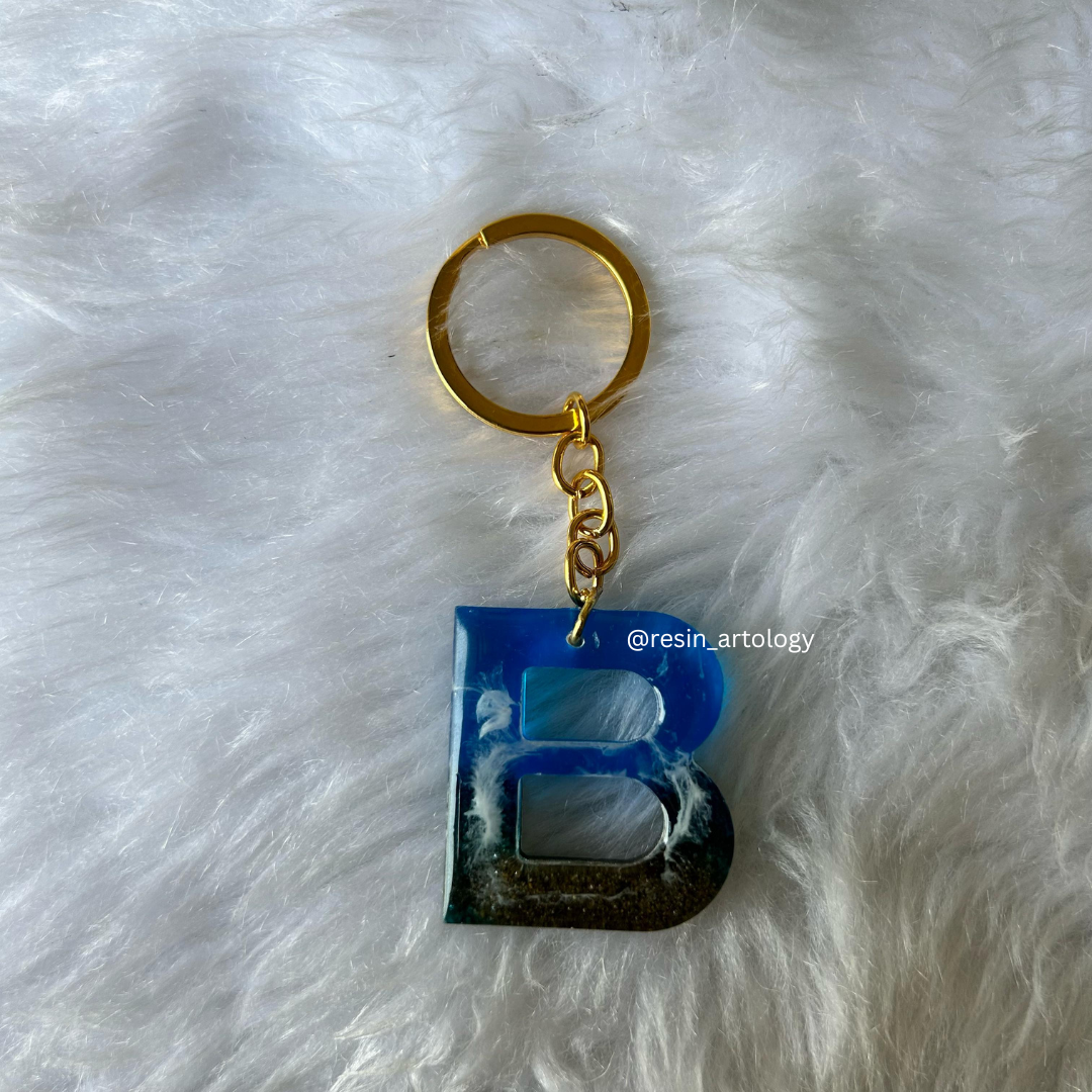Resin Alphabet Keychain Beach Theme