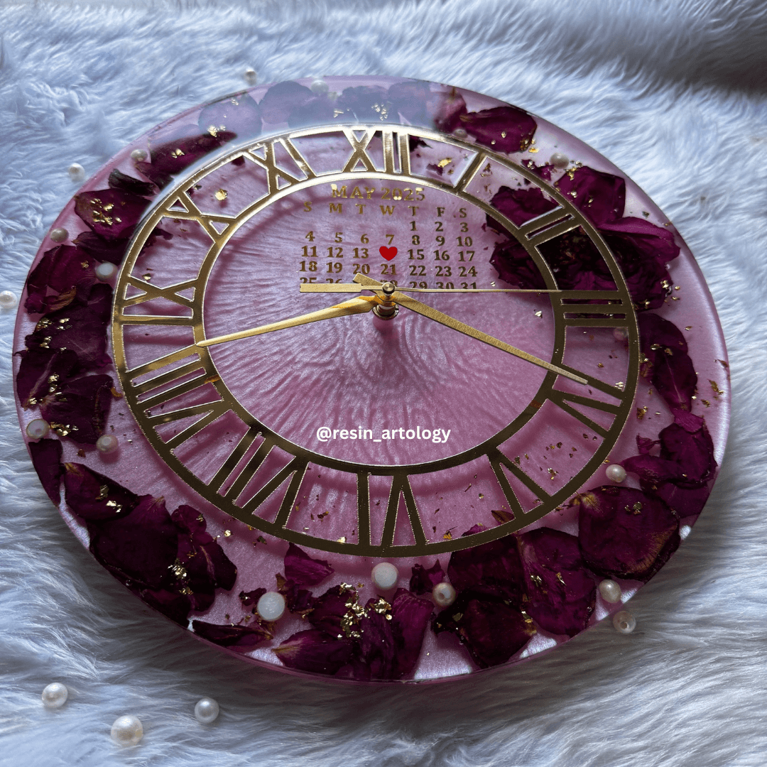 Resin Flower preservation Clock -Resin Varmala Preservatio - Personalized Gift - Customized with Your Photos and Text