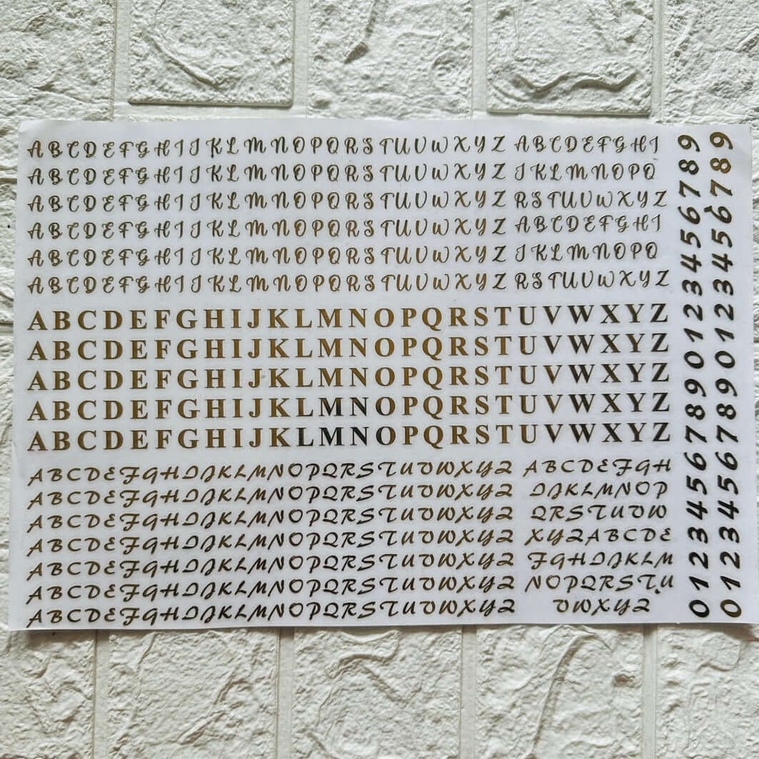 Alphabet Metal Stickers Sheet