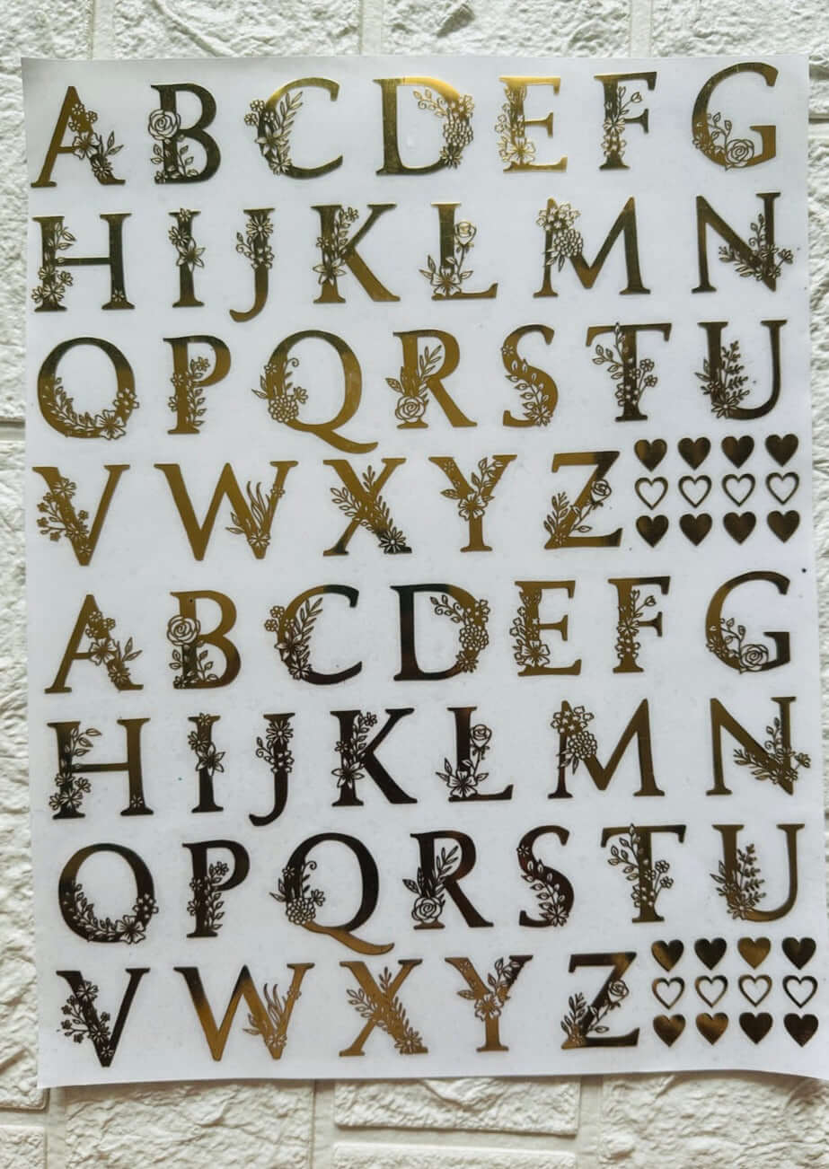 Alphabet metal stickers sheet