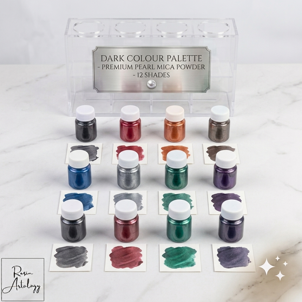 Set of 12 Pearl Mica Powder Pigment (DARK)
