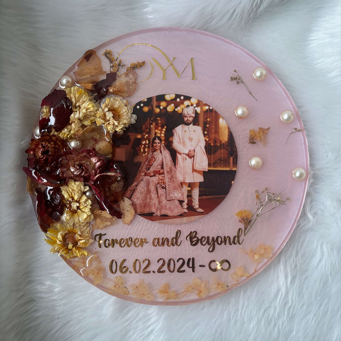 Resin Flower preservation Frame -Resin Varmala sonalized Gift Preservation - Per- Customized with Your Photos and Text