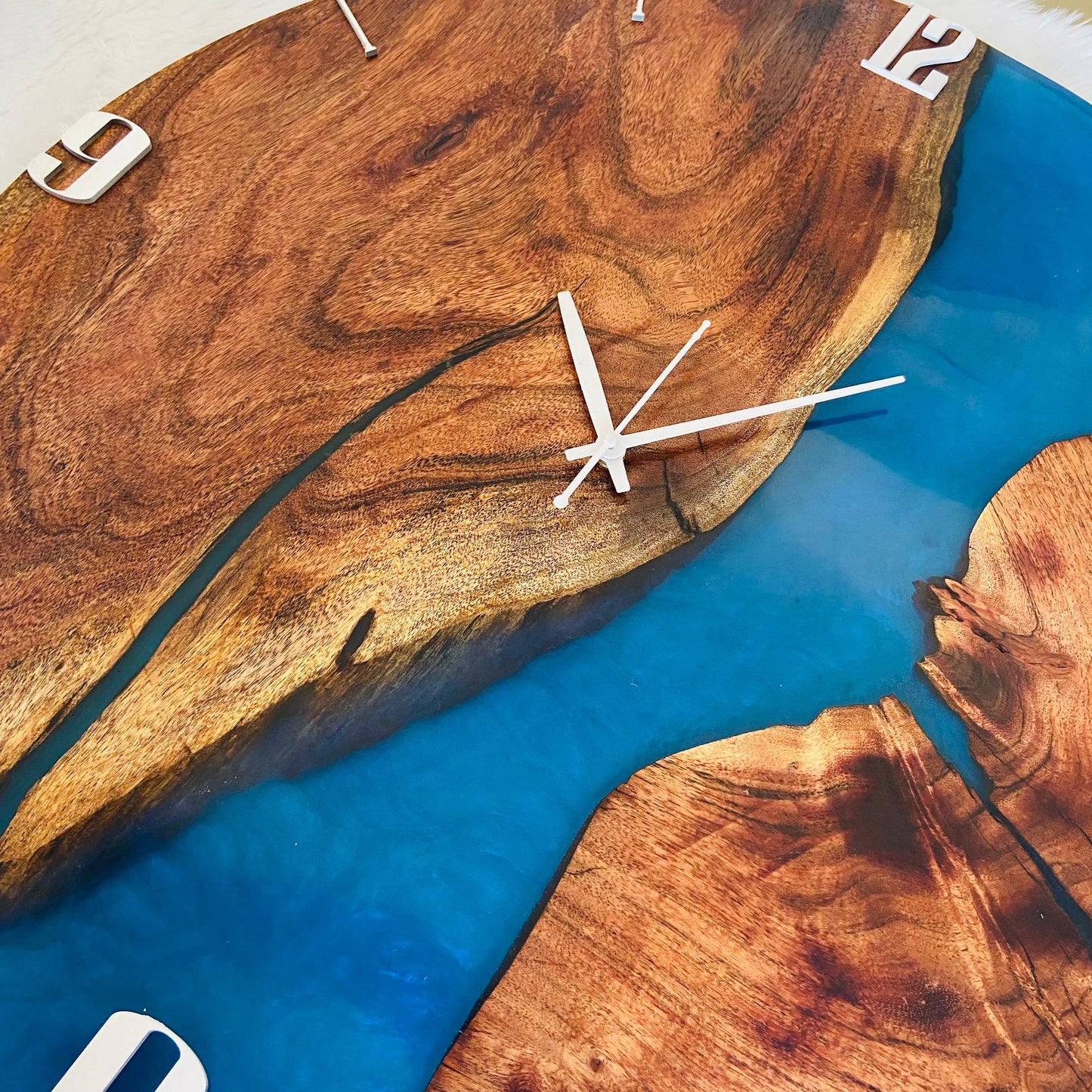 Epoxy Resin Wall Clock | Unique home decor | Housewarming gift - Blue Wooden Clock