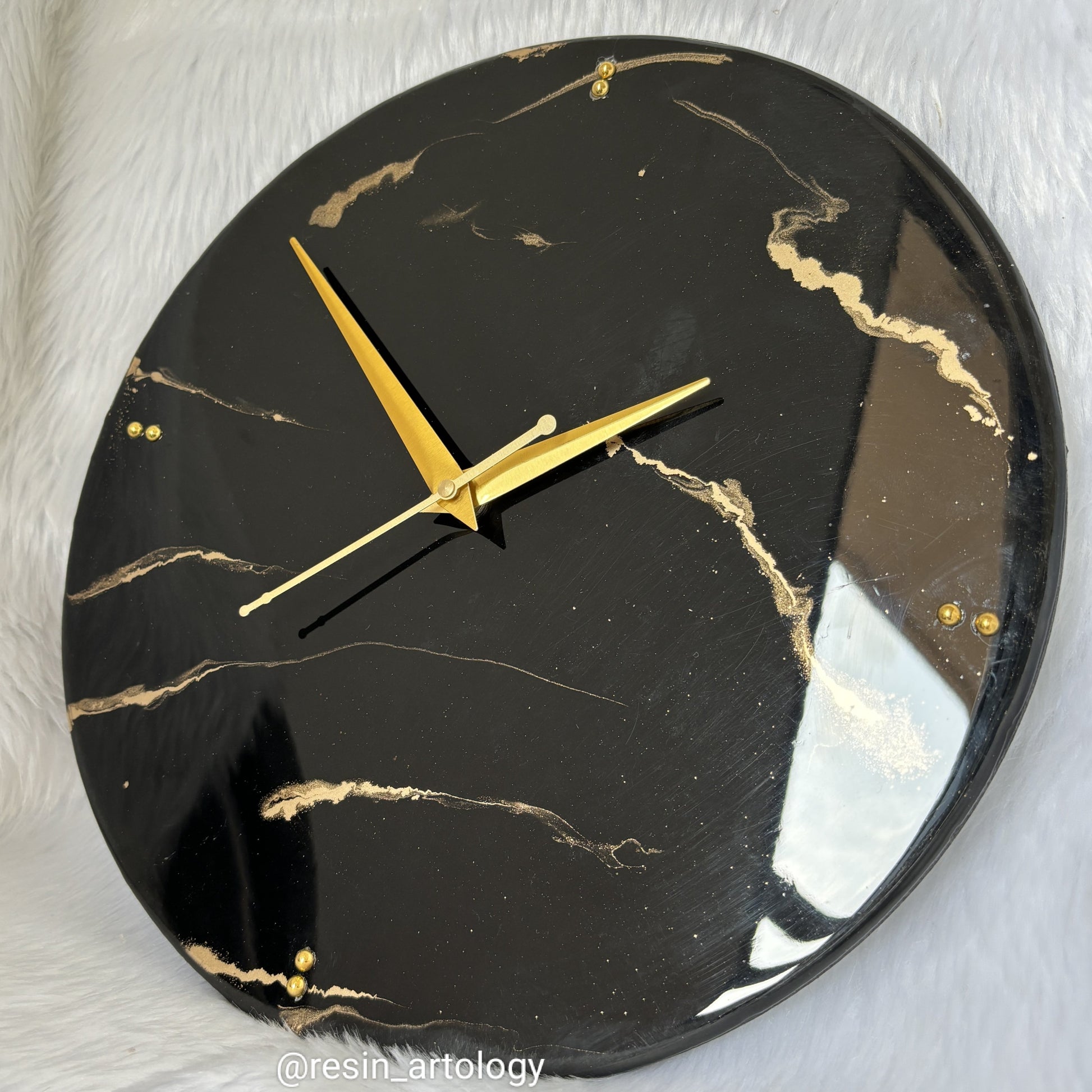 Epoxy Resin Wall Clock | Unique home decor | Housewarming gift - Black Clock