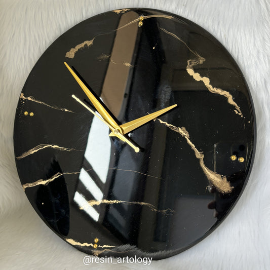 Epoxy Resin Wall Clock | Unique home decor | Housewarming gift - Black Clock