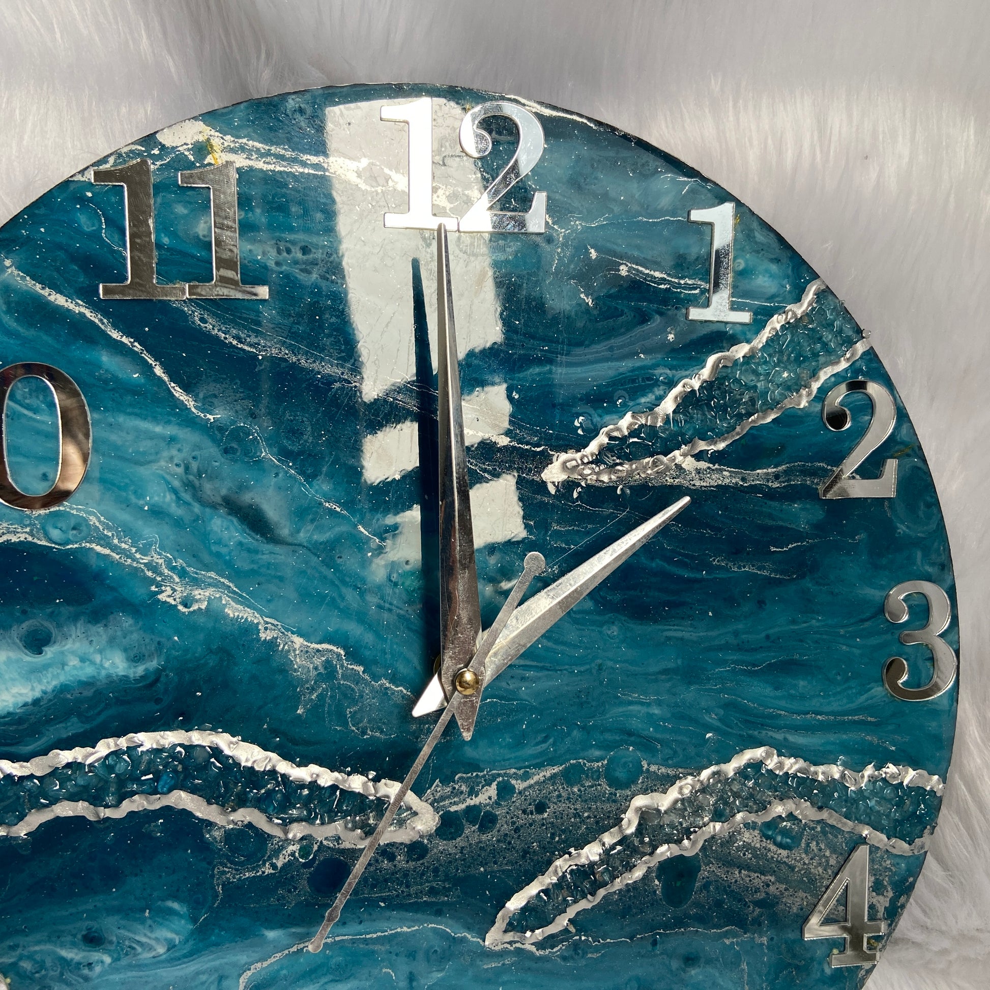 Epoxy Resin Wall Clock | Unique home decor | Housewarming gift - Teal Blue Clock