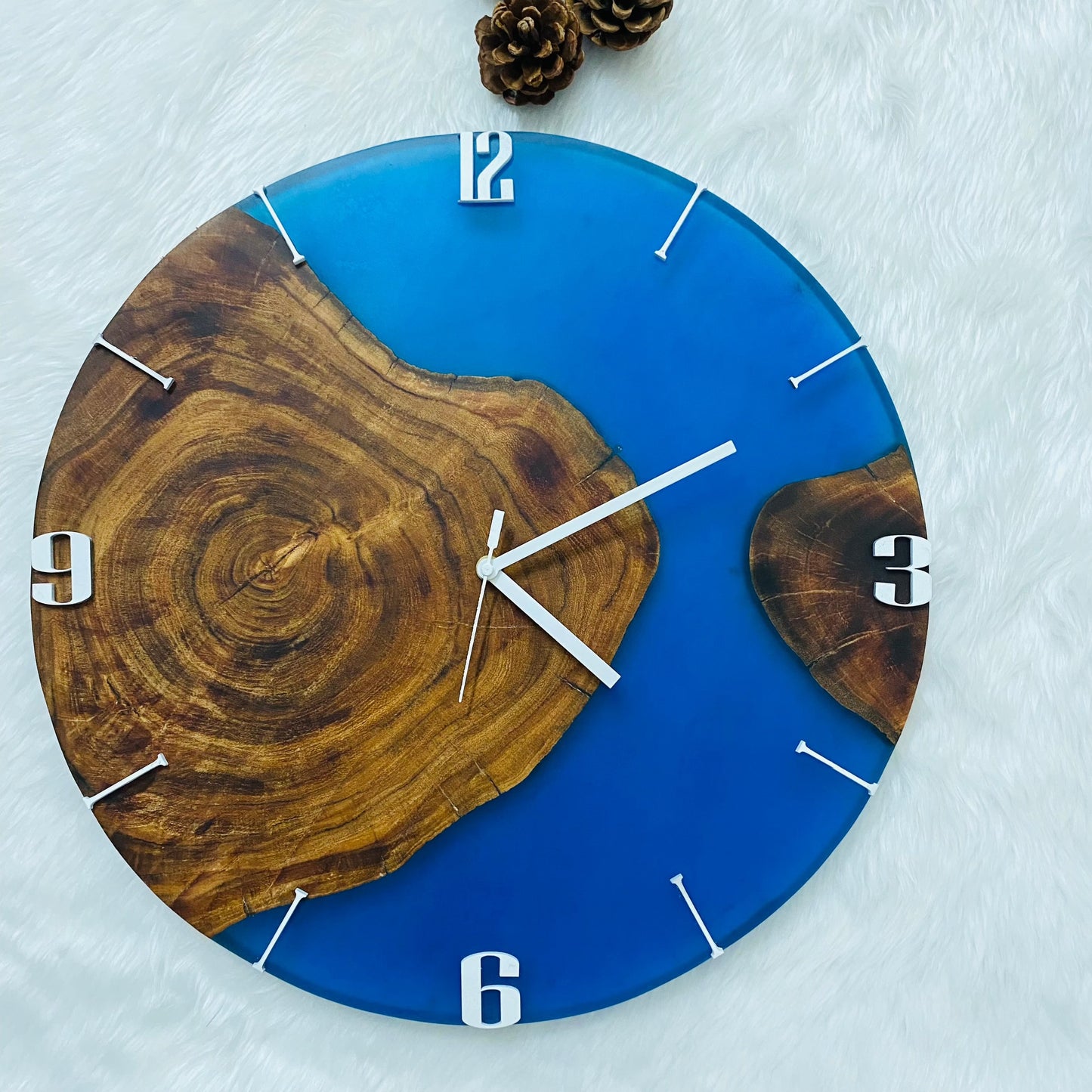 Epoxy Resin Wall Clock | Unique home decor | Housewarming gift - Blue Wooden Clock
