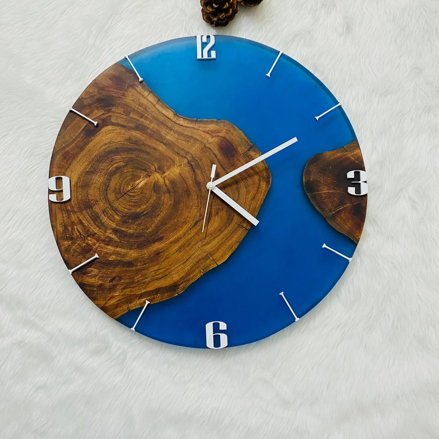 Epoxy Resin Wall Clock | Unique home decor | Housewarming gift - Blue Wooden Clock