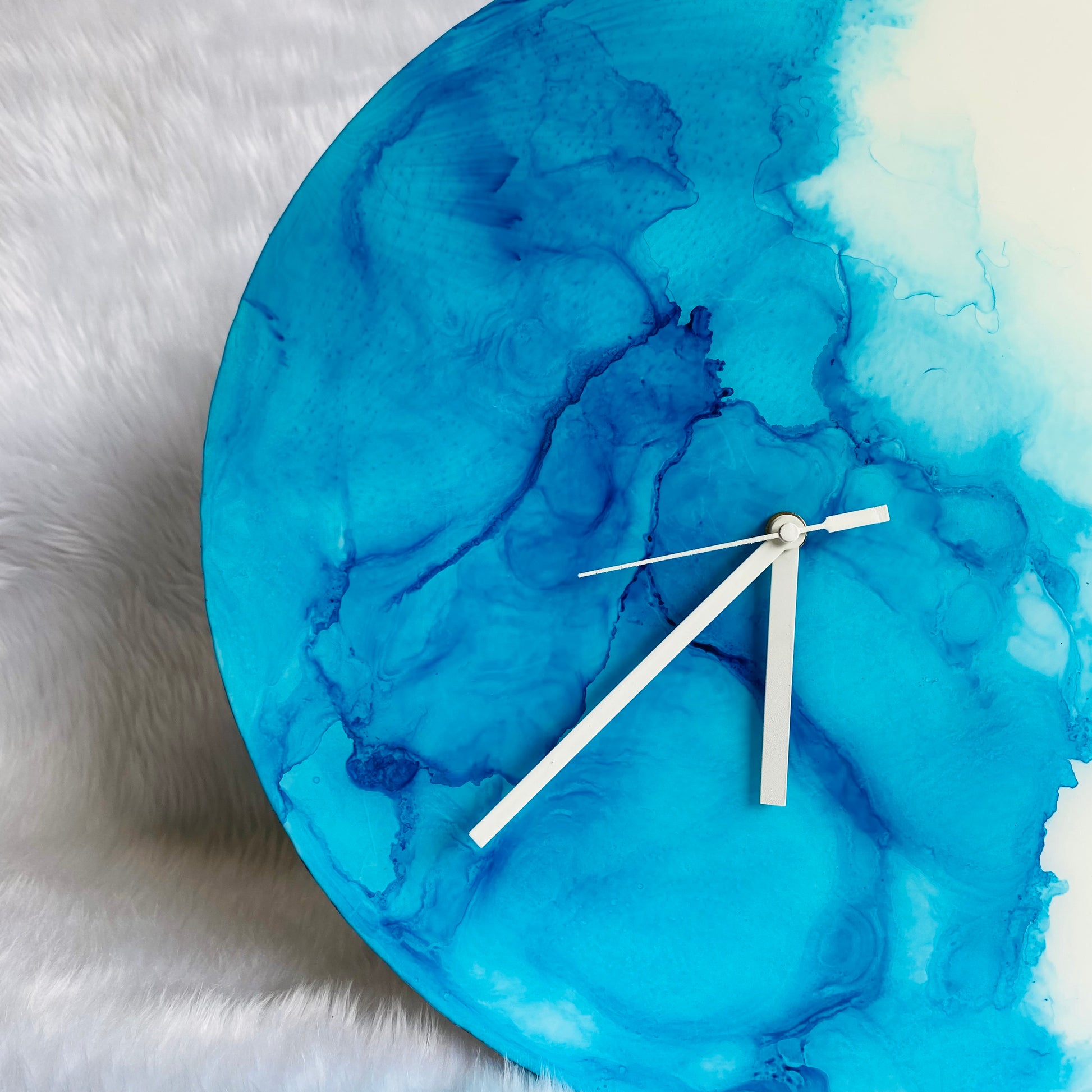 Epoxy Alcoholic Resin Wall Clock | Unique home decor | Housewarming gift - Blue Alcoholic Clock