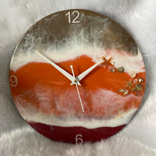 Epoxy Resin Wall Clock | Unique home decor | Housewarming gift - Red Beach Clock