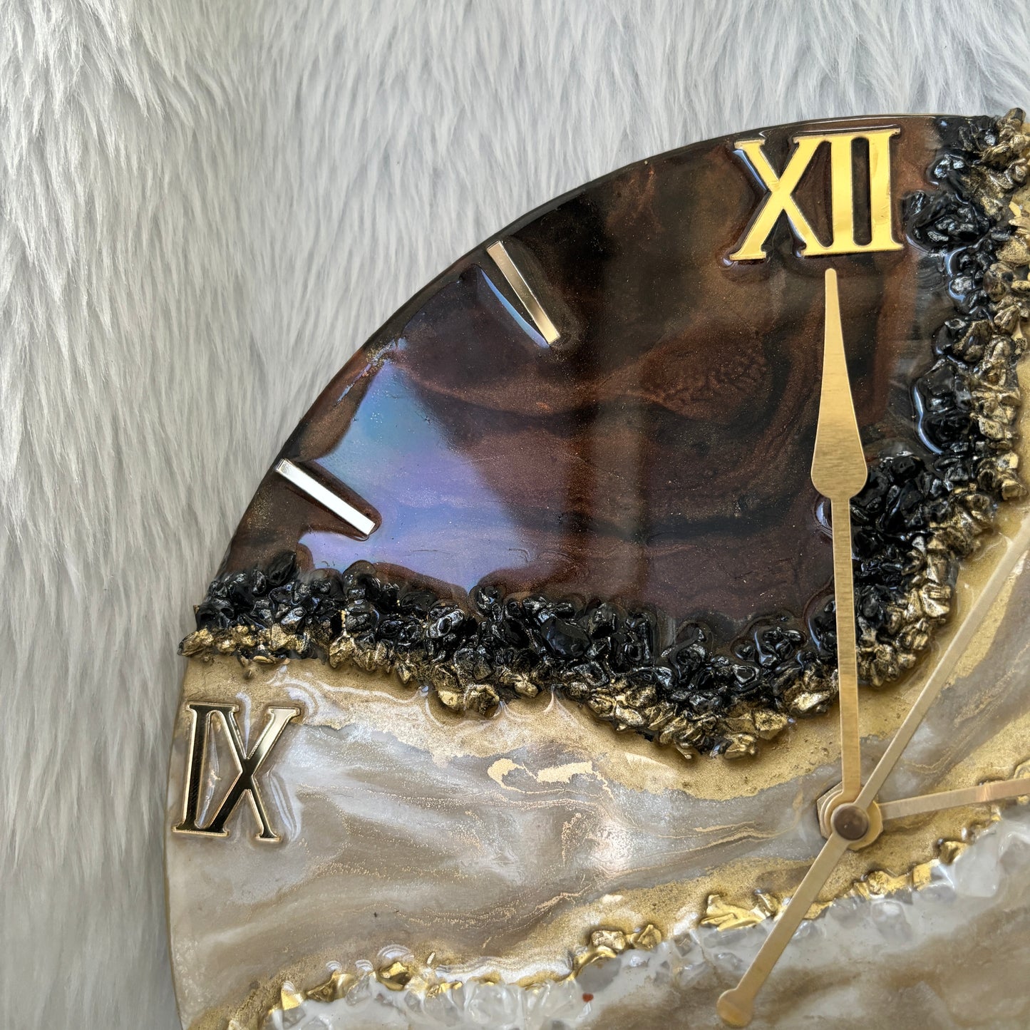 Epoxy Resin Wall Clock | Unique home decor | Housewarming gift - Brown Geode Clock