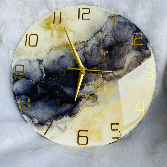 Epoxy Alcoholic Resin Wall Clock | Unique home decor | Housewarming gift - Black Alcoholic Clock