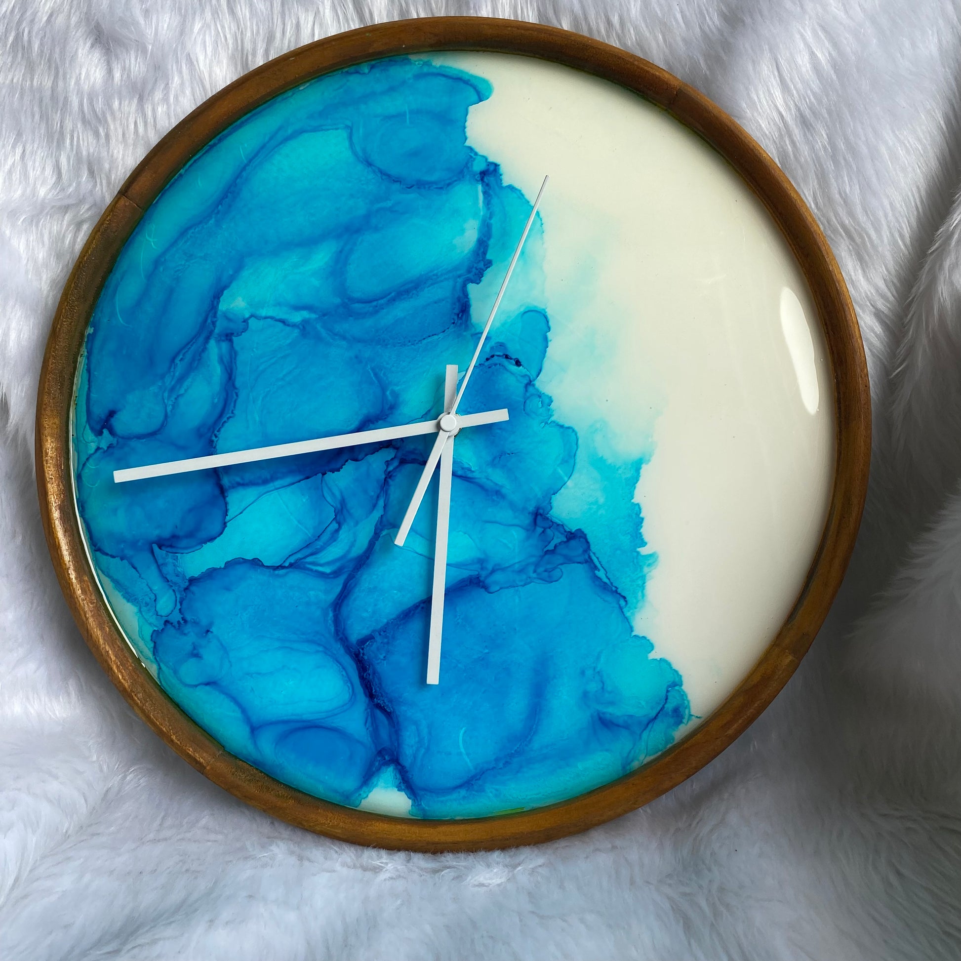 Epoxy Alcoholic Resin Wall Clock | Unique home decor | Housewarming gift - Blue Ring Alcoholic Clock