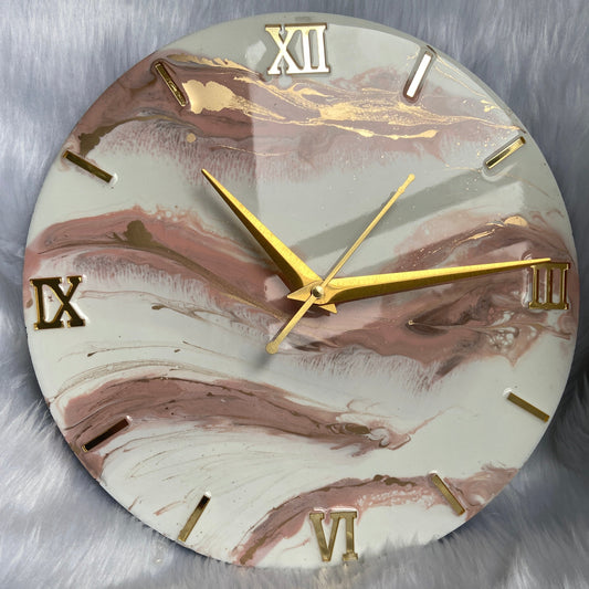 Epoxy Resin Wall Clock | Unique home decor | Housewarming gift - Pink Clock