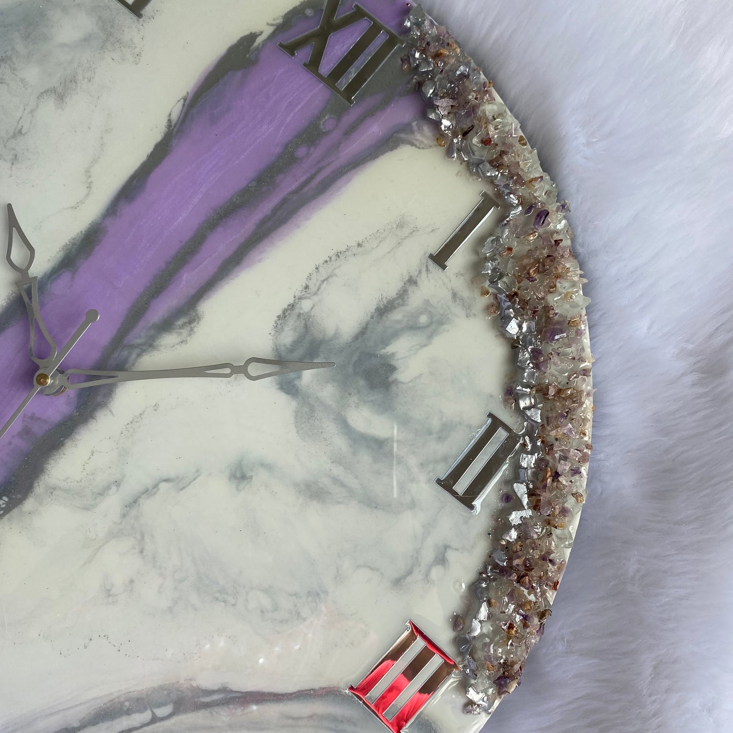 Epoxy Resin Wall Clock | Unique home decor | Housewarming gift - Purple Clock