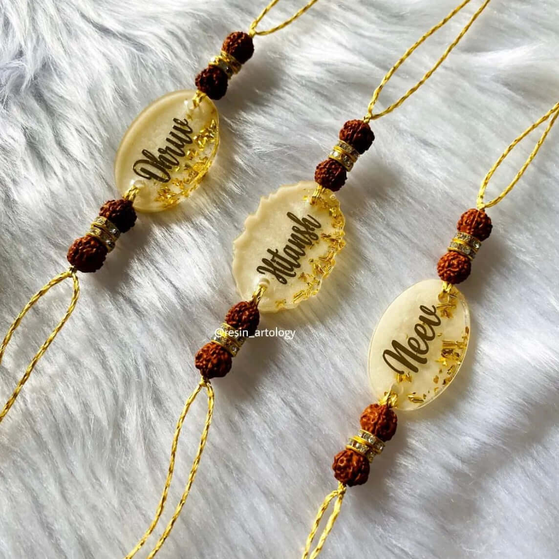 Resn Rakhi Resin Rakhi with Rudraksha for Rakshabandhan