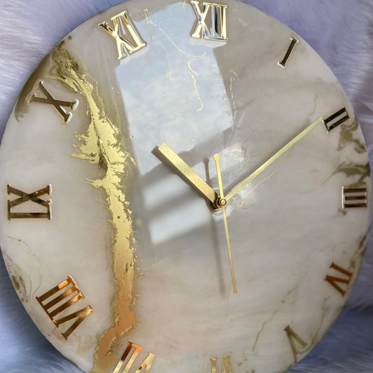 Epoxy Resin Wall Clock | Unique home decor | Housewarming gift - Golden Clock