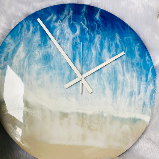 Epoxy Resin Wall Clock | Unique home decor | Housewarming gift - Blue Beach Clock