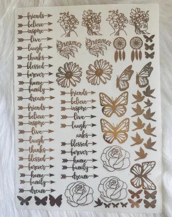 Butterfly Mix Metal Stickers Sheet