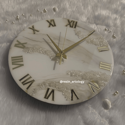 Epoxy Resin Wall Clock | Unique home decor | Housewarming gift - Grey and White Clock