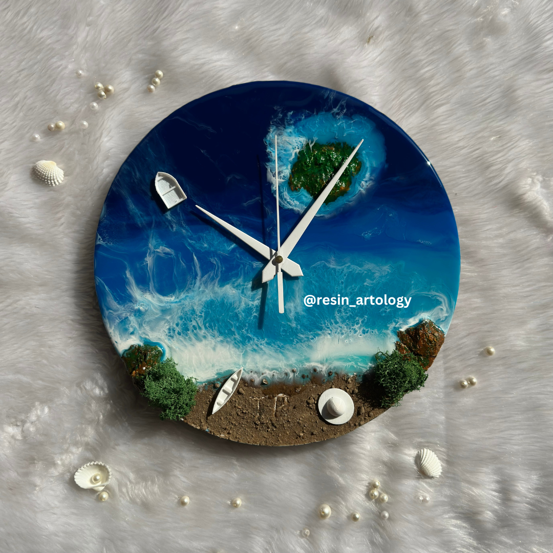 Epoxy Resin Wall Clock | Unique home decor | Housewarming gift - Blue Beach Clock